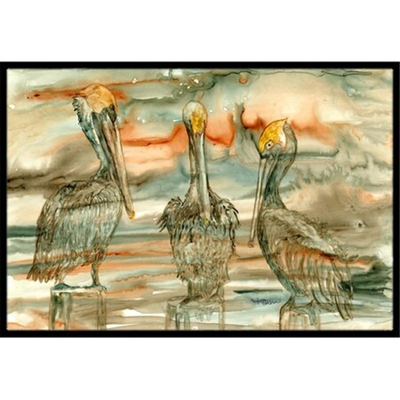 Jensendistributionservices Pelicans on their perch Abstract Indoor or Outdoor Mat, 24 x 36 in. MI2557812
